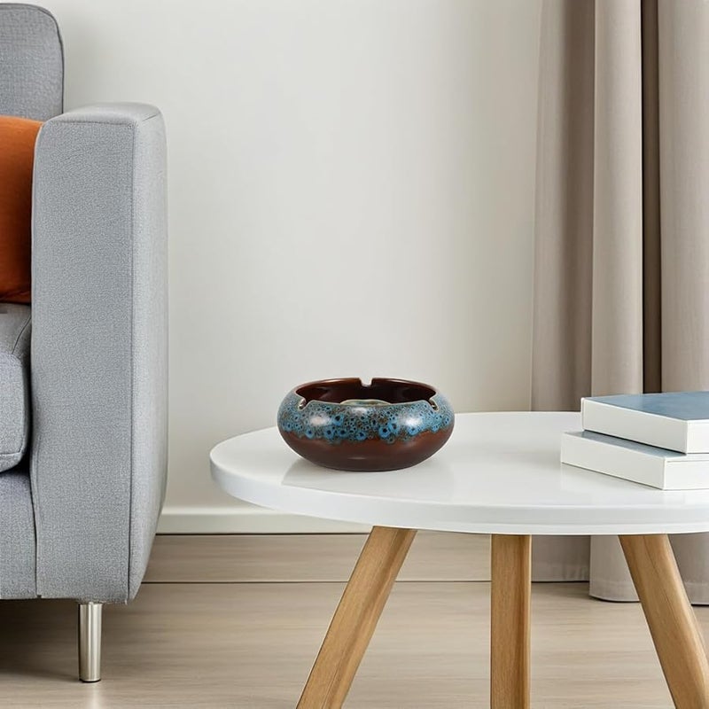 مُطفأة سجائر خزفية كبيرة مقاومة للرياح عالية السعة للاستخدام الداخلي والخارجي سهلة التنظيف ديكور للمنزل والمكتب - Image 5